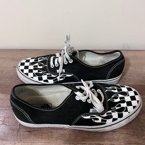 Black checker flame Vans Authentics